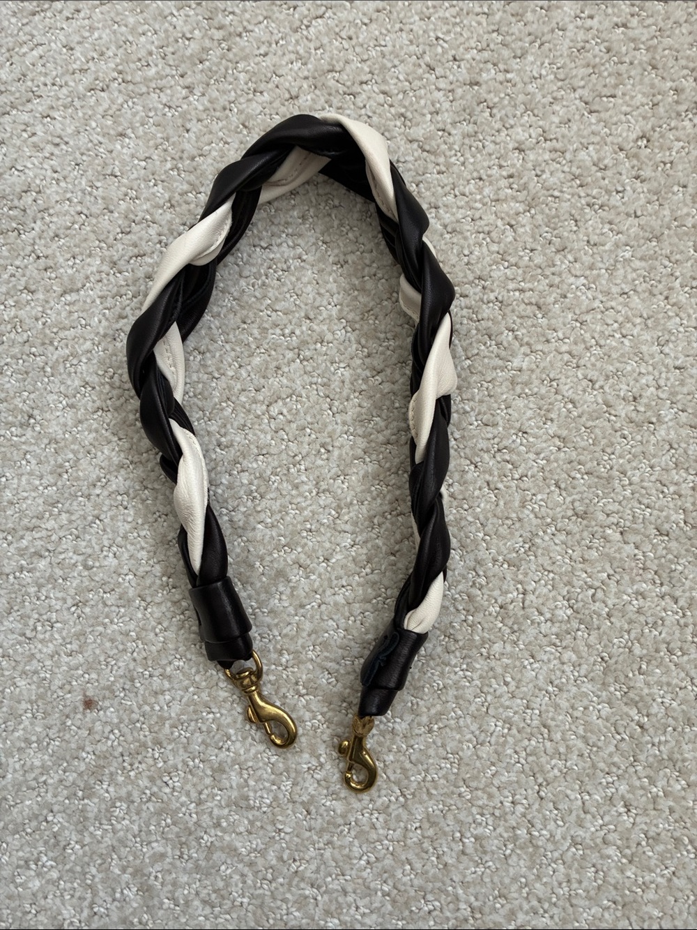 Clare V Black & Cream Braided Leather Purse Strap
